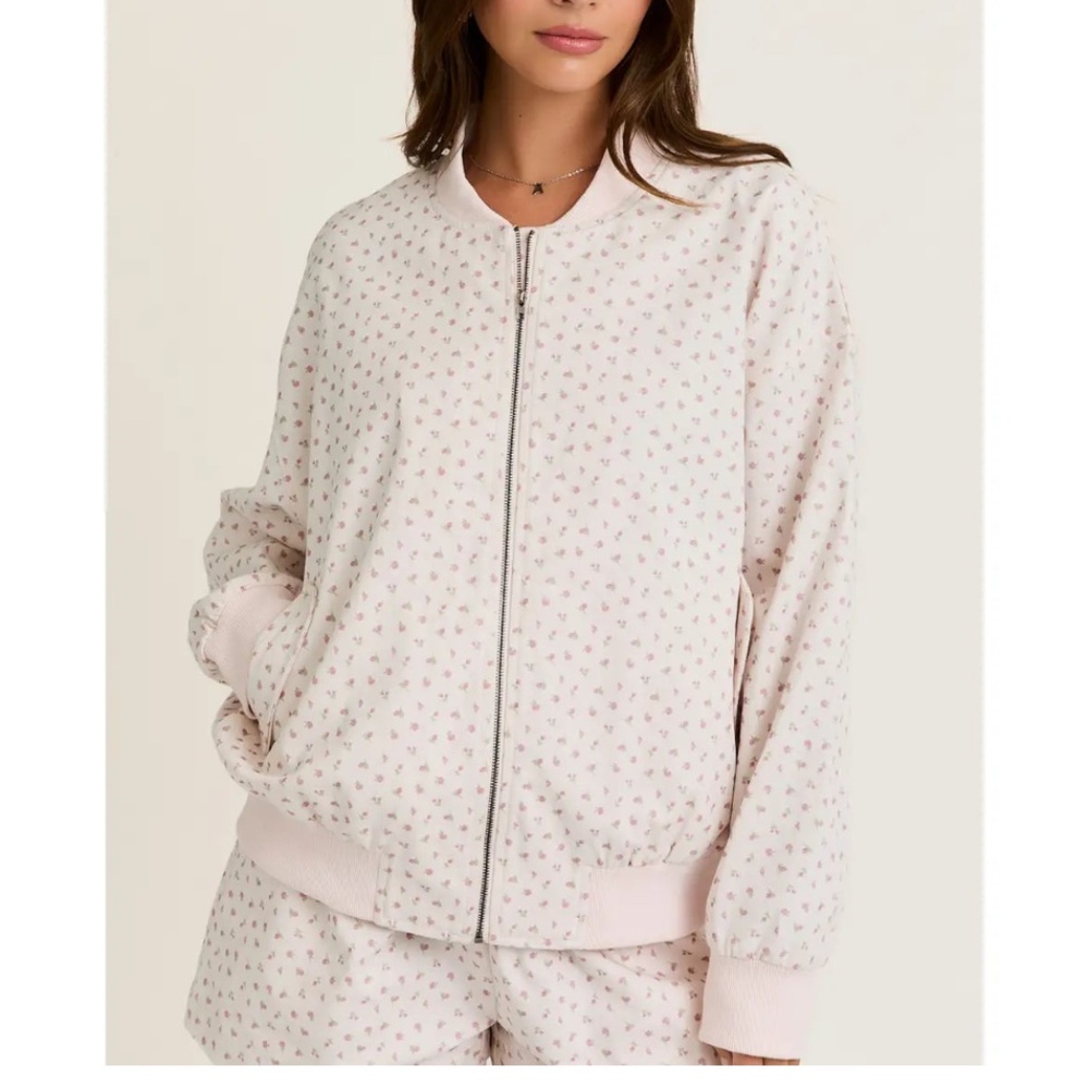 NWT le lis floral cotton bomber jacket